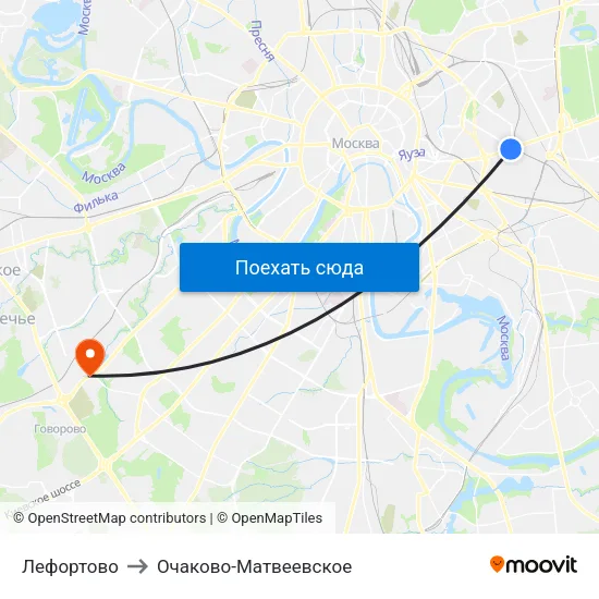 Лефортово to Очаково-Матвеевское map