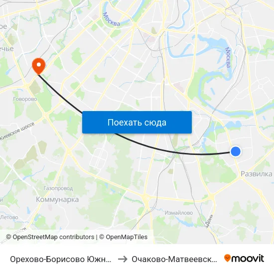 Орехово-Борисово Южное to Очаково-Матвеевское map