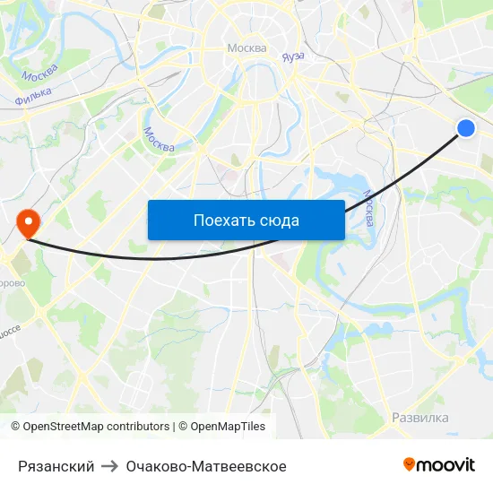 Рязанский to Очаково-Матвеевское map