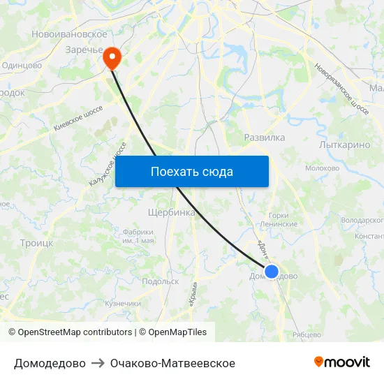 Домодедово to Очаково-Матвеевское map