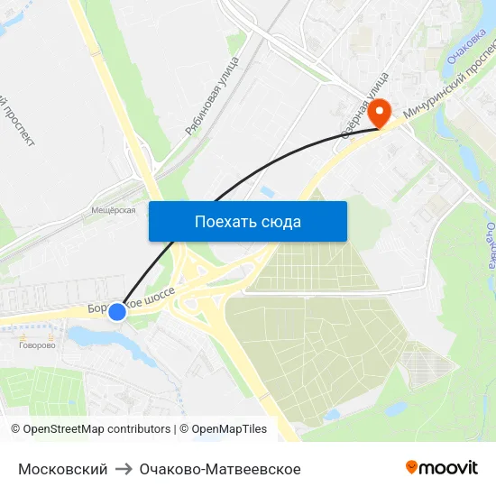 Московский to Очаково-Матвеевское map