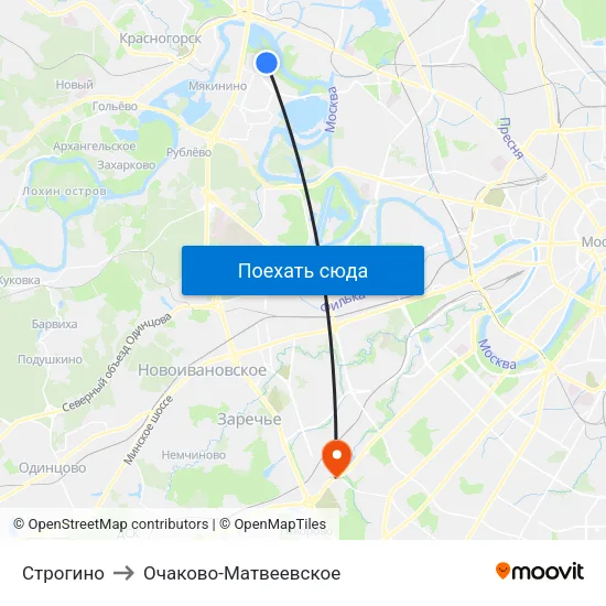 Строгино to Очаково-Матвеевское map