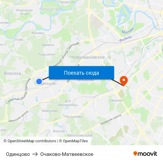 Одинцово to Очаково-Матвеевское map