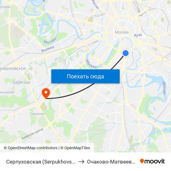 Серпуховская (Serpukhovskaya) to Очаково-Матвеевское map