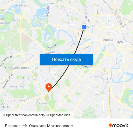 Беговая to Очаково-Матвеевское map