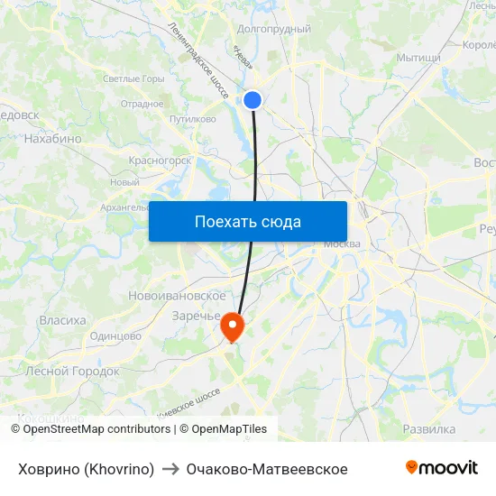Ховрино (Khovrino) to Очаково-Матвеевское map