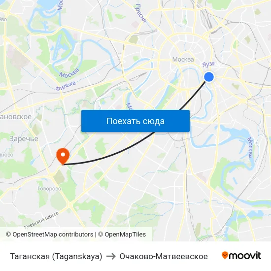 Таганская (Taganskaya) to Очаково-Матвеевское map