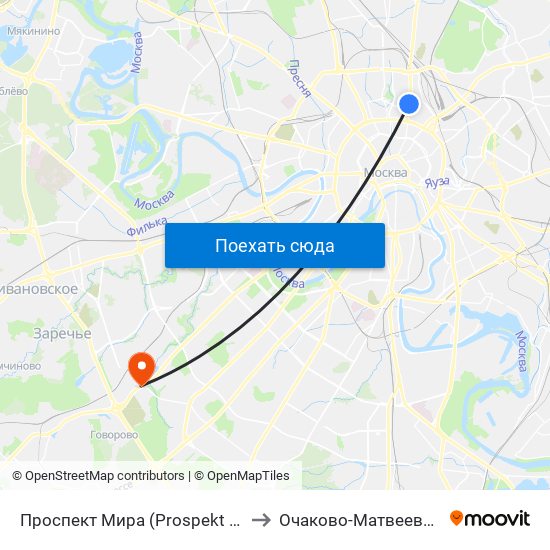 Проспект Мира (Prospekt Mira) to Очаково-Матвеевское map