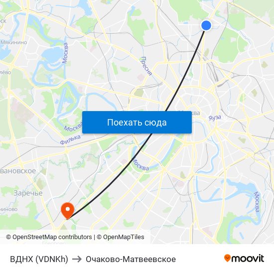 ВДНХ (VDNKh) to Очаково-Матвеевское map