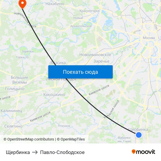 Щербинка to Павло-Слободское map