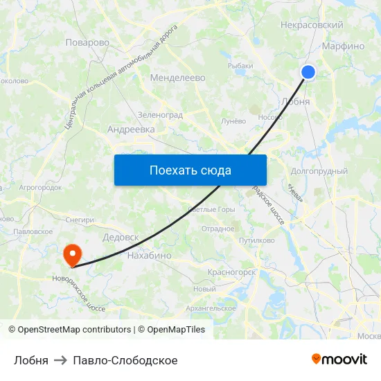 Лобня to Павло-Слободское map