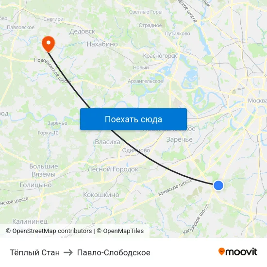 Тёплый Стан to Павло-Слободское map