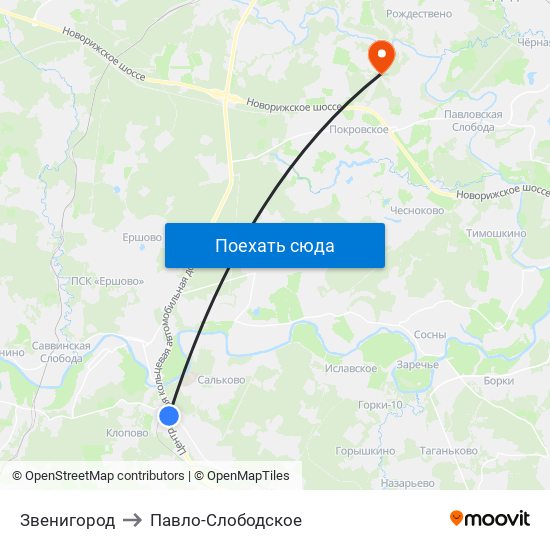 Звенигород to Павло-Слободское map