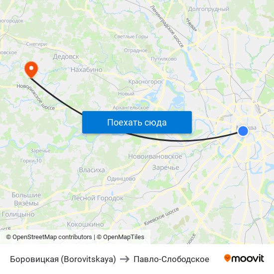 Боровицкая (Borovitskaya) to Павло-Слободское map