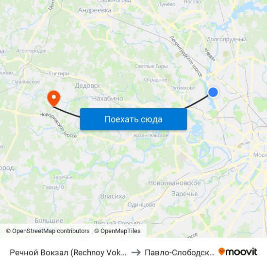 Речной Вокзал (Rechnoy Vokzal) to Павло-Слободское map