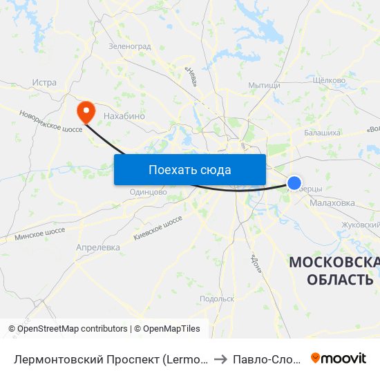 Лермонтовский Проспект (Lermontovsky Prospekt) to Павло-Слободское map