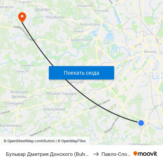 Бульвар Дмитрия Донского (Bulvar Dmitriya Donskogo) to Павло-Слободское map