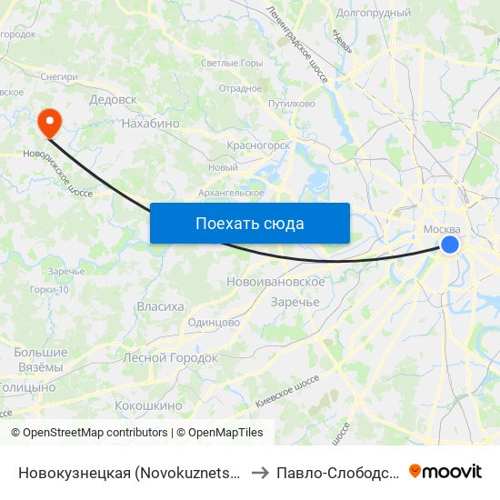 Новокузнецкая (Novokuznetskaya) to Павло-Слободское map