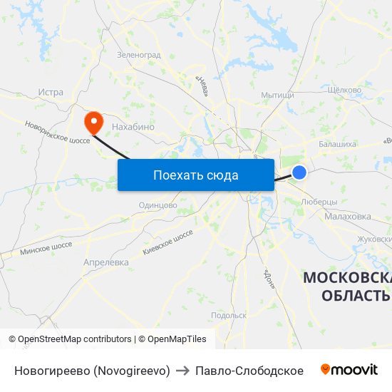 Новогиреево (Novogireevo) to Павло-Слободское map