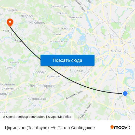 Царицыно (Tsaritsyno) to Павло-Слободское map