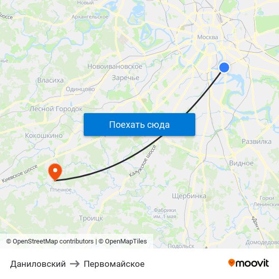 Даниловский to Первомайское map
