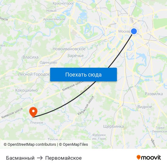 Басманный to Первомайское map