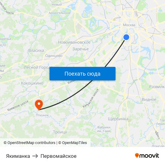 Якиманка to Первомайское map