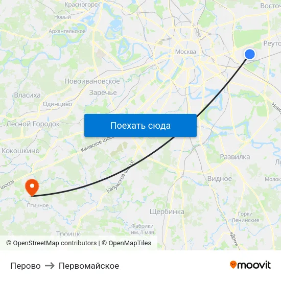 Перово to Первомайское map