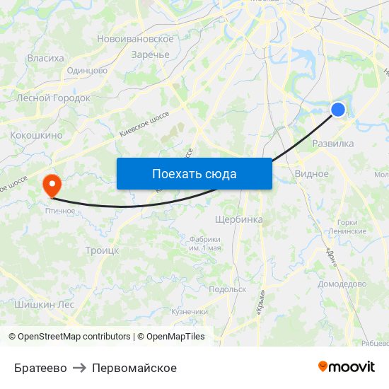 Братеево to Первомайское map