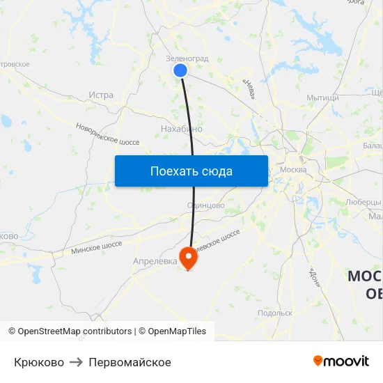 Крюково to Первомайское map