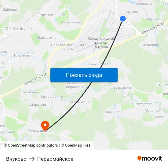 Внуково to Первомайское map