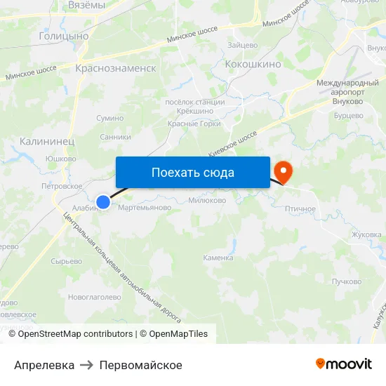 Апрелевка to Первомайское map