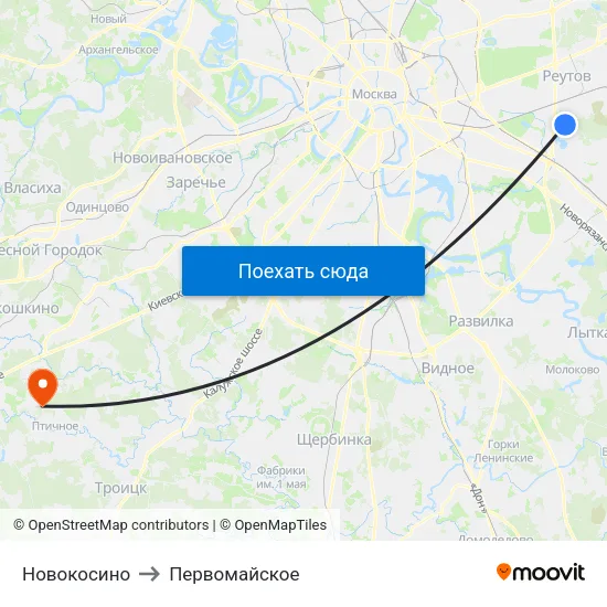 Новокосино to Первомайское map