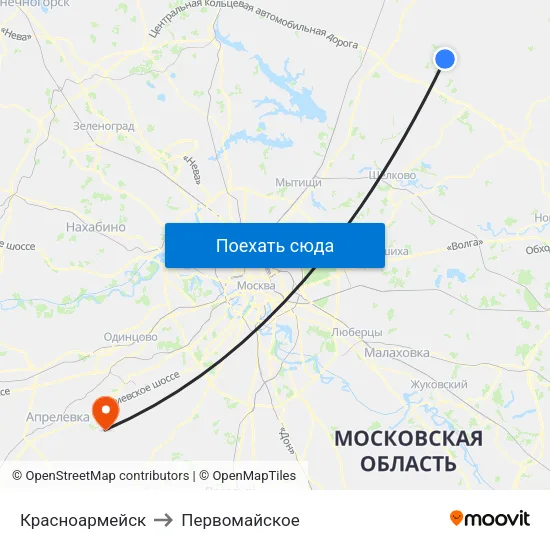 Красноармейск to Первомайское map