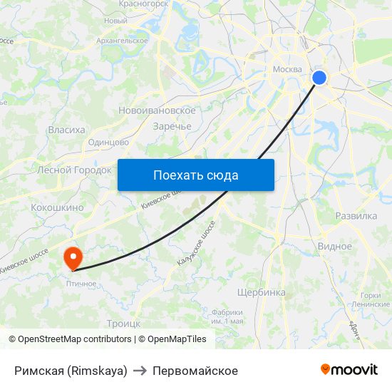 Римская (Rimskaya) to Первомайское map