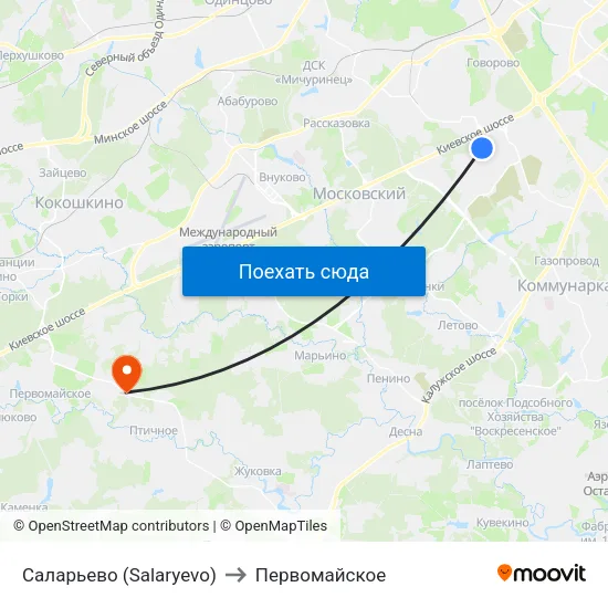Саларьево (Salaryevo) to Первомайское map