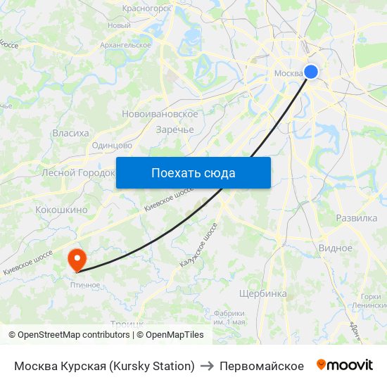 Москва Курская (Kursky Station) to Первомайское map