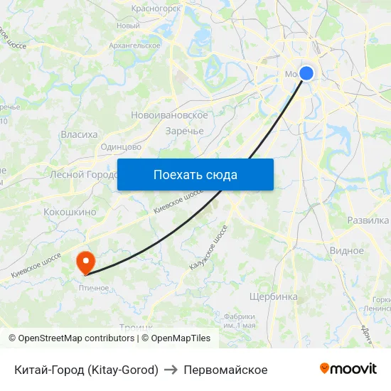 Китай-Город (Kitay-Gorod) to Первомайское map