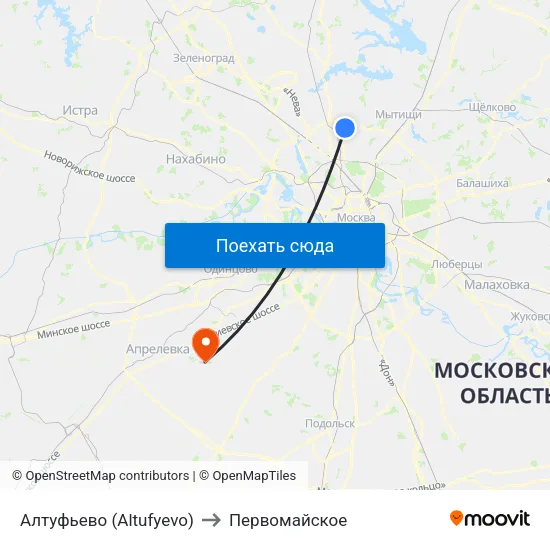 Алтуфьево (Altufyevo) to Первомайское map