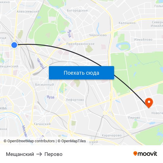 Мещанский to Перово map