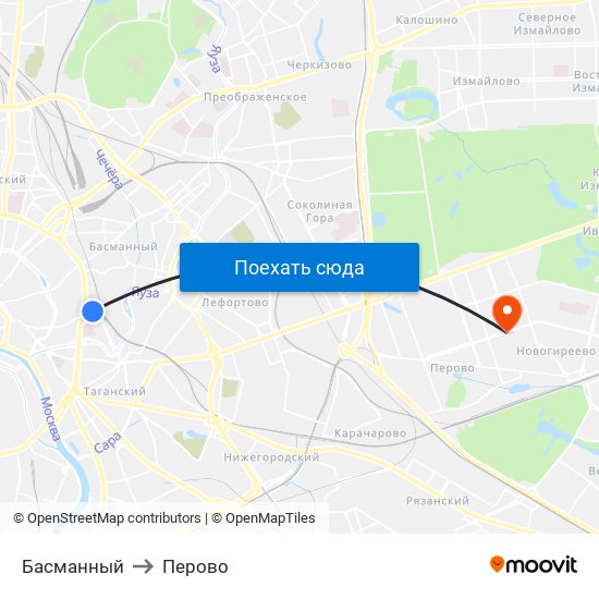 Басманный to Перово map