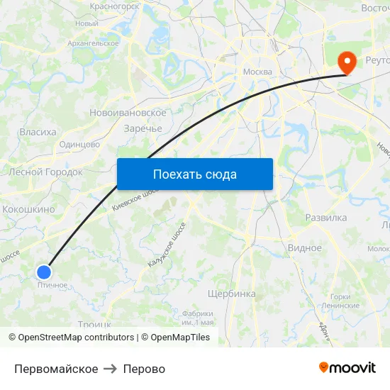 Первомайское to Перово map