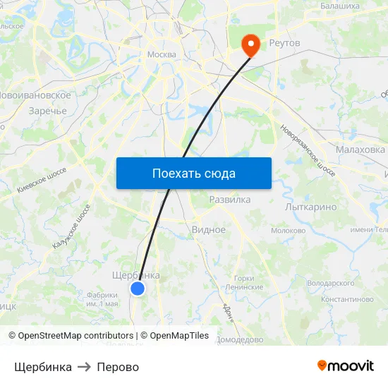 Щербинка to Перово map