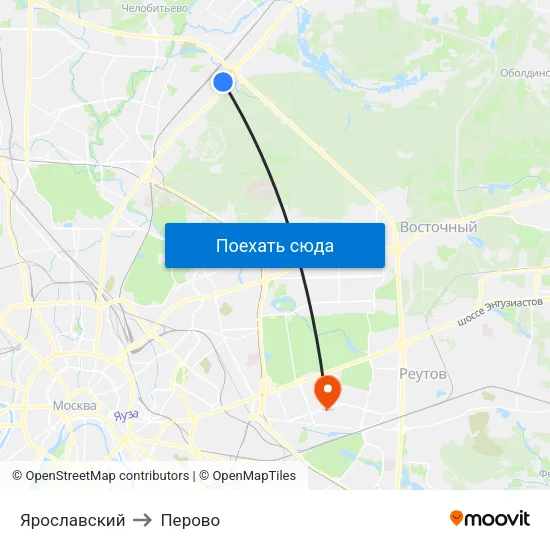 Ярославский to Перово map