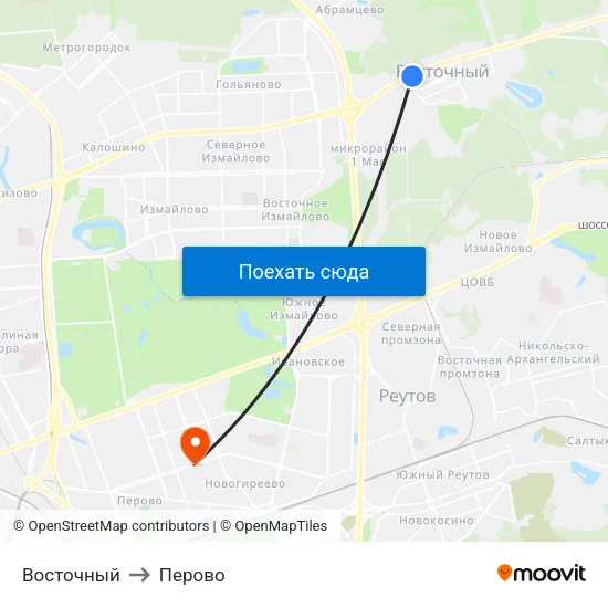 Восточный to Перово map