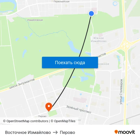 Восточное Измайлово to Перово map
