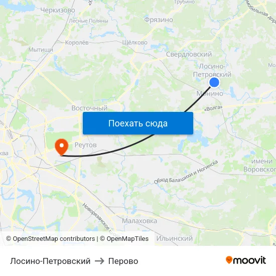 Лосино-Петровский to Перово map