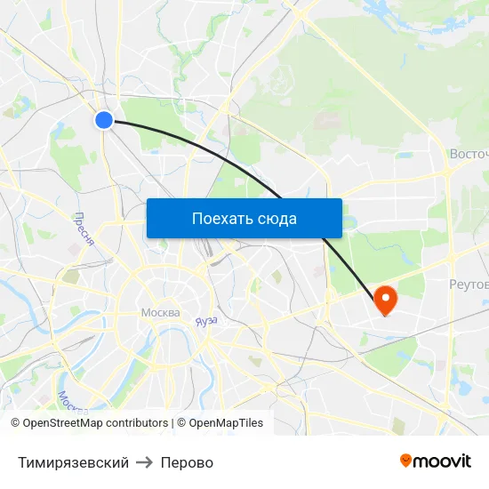 Тимирязевский to Перово map