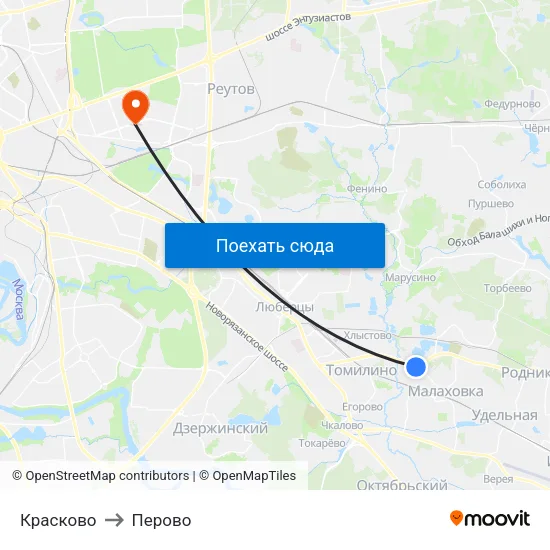 Красково to Перово map