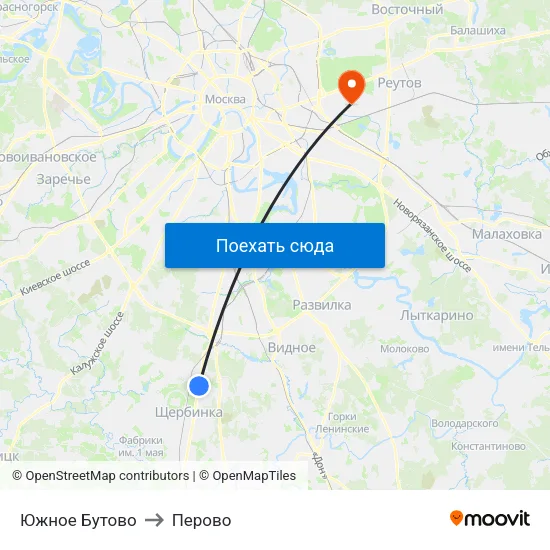 Южное Бутово to Перово map